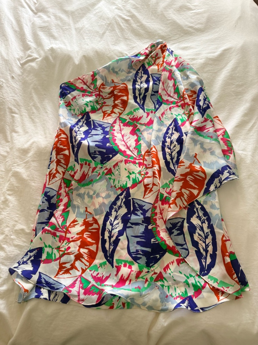 Halston Heritage one shoulder Silk Dress with built in scarf